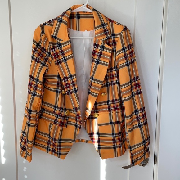 Amazon / Yellow Tartan Blazer / M / New - Picture 3 of 8